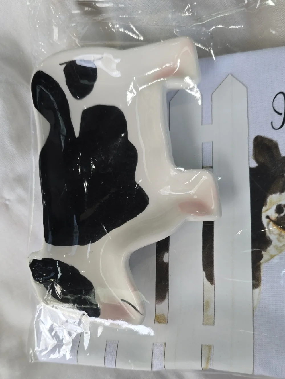 Spoon Trivet & Towel Gift Set - White & Black Cow Design